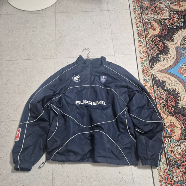 슈프림 리플렉티브 파이핑 풀오버 네이비 24Fw XL