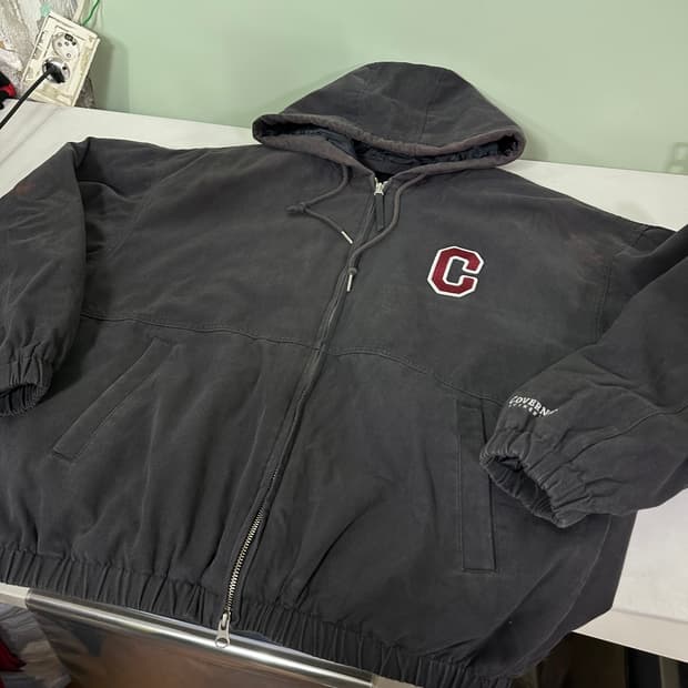 L-XL 커버낫 오버핏 빈티지워시드 투웨이 진그레이 후디 액티브점퍼