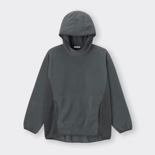 GU 후드 플리스 차콜