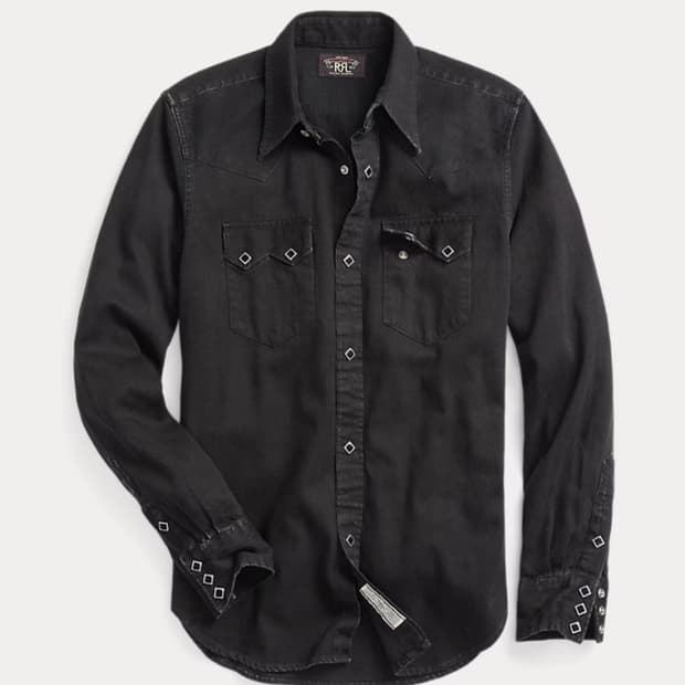 RRL 블랙 데님 웨스턴 셔츠 M