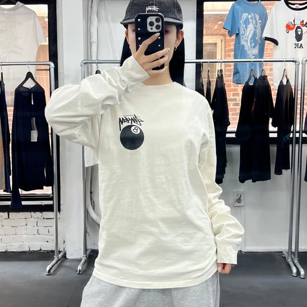 스투시 8볼 아이보리 롱슬리브