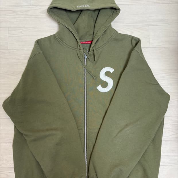 [L] 슈프림 S로고 후드집업 라이트 올리브 판매합니다.