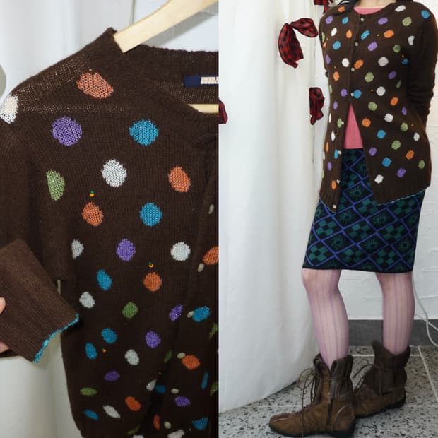 sweet polka knit cardigan