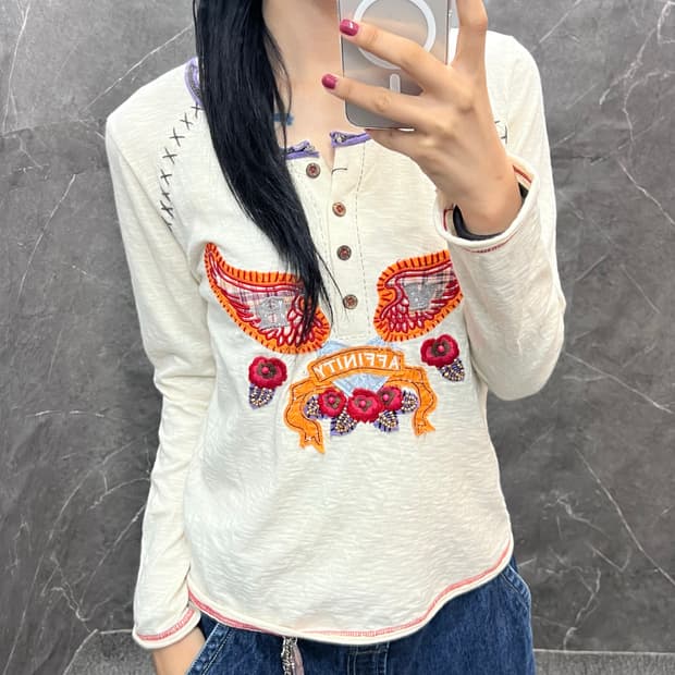 Vintage 헨리넥 롱슬리브 s166