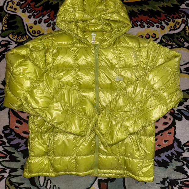 스투시 미드웨이트 후드 퍼퍼 라임