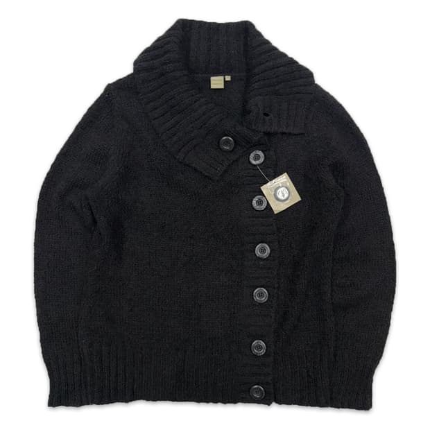 빈티지 블랙 사이드 단추 니트