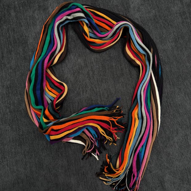 빈티지 멀티 스트라이프 니트 머플러