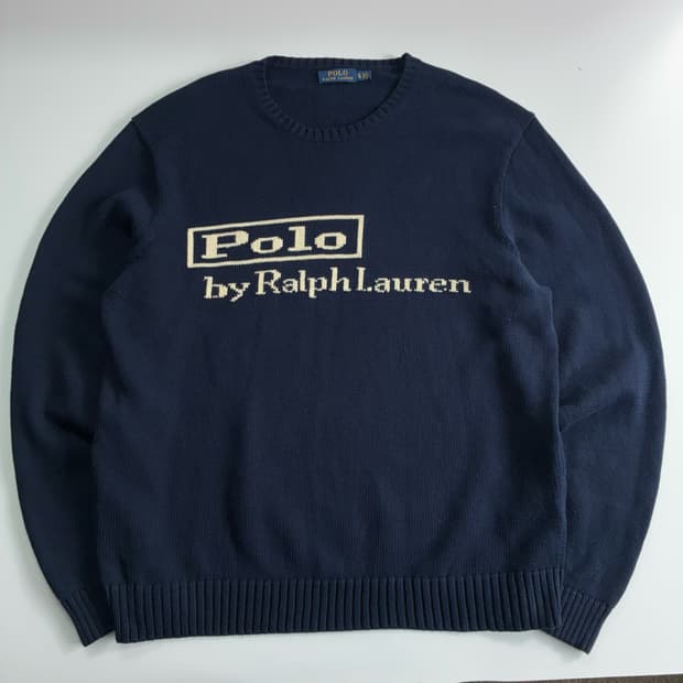 Polo 폴로 랄프로렌 박스 스펠아웃 네이비 라운드 니트