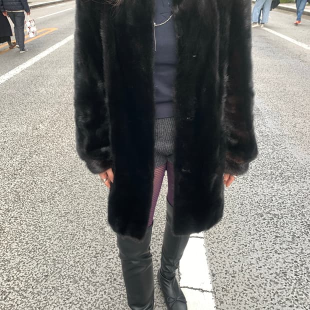 Puff black mink coat