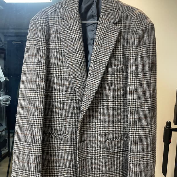 모디파이드 글렌 체크 블레이저 브라운 XL