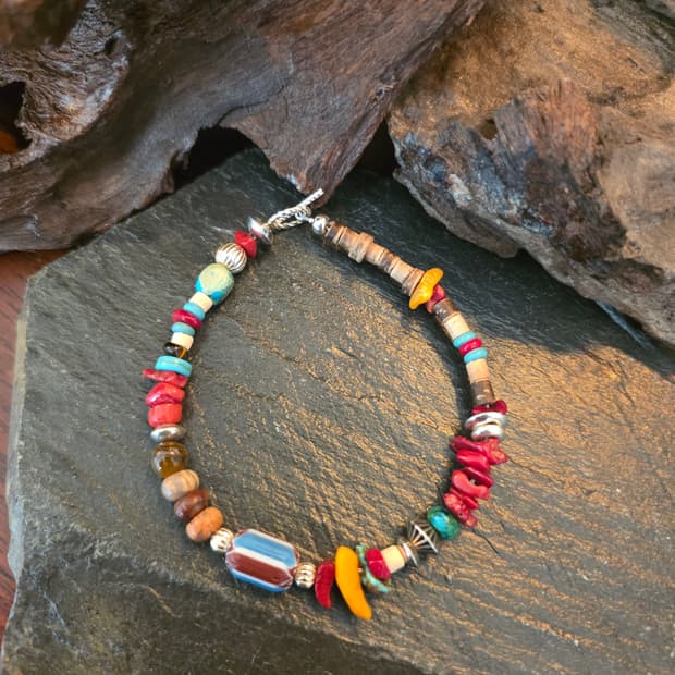 3cross REDTRAIL silver/stone bracelet