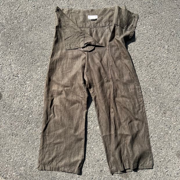 요지 야마모토 1995 SS 리넨 랩 와이드 팬츠