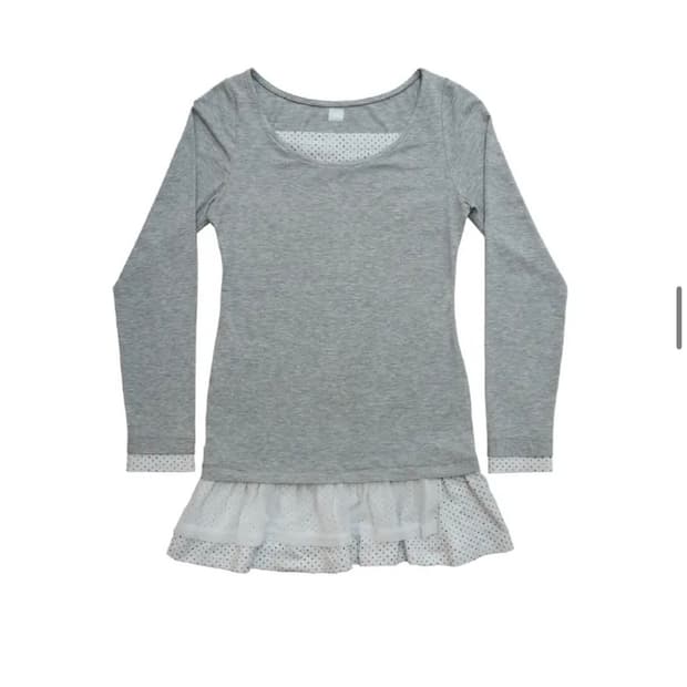 페이즈드 도트 프릴 레이어디드 탑 그레이