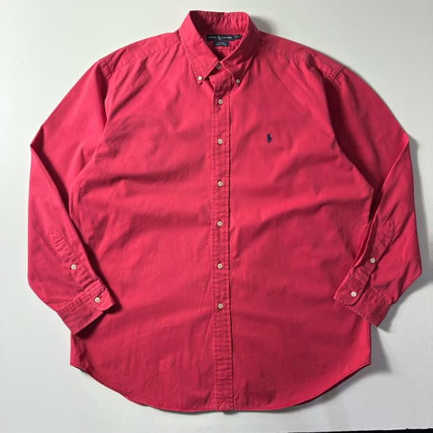 Polo  폴로 랄프로렌 자수 코튼 코랄레드 셔츠 