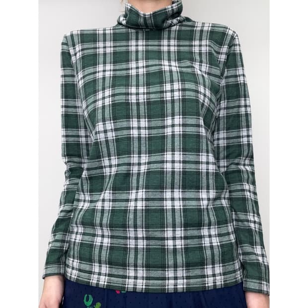 빈티지 그린 체크 롱슬리브 이너