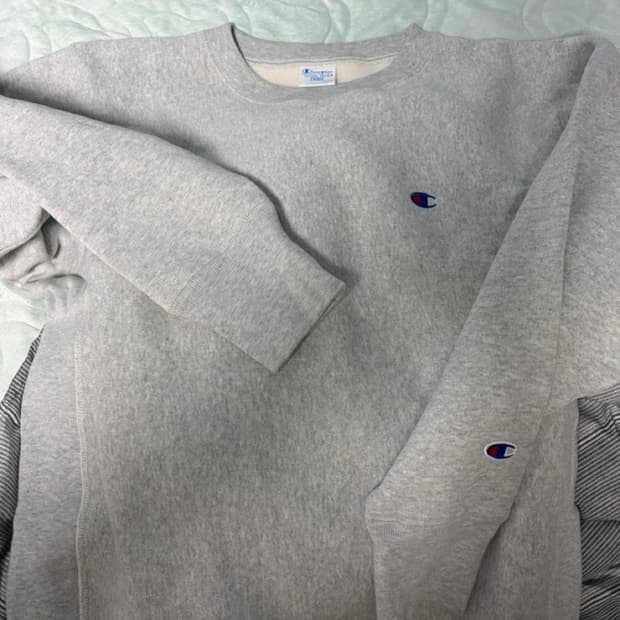 챔피온 리버스위브 블루택 회색 맨투맨 L