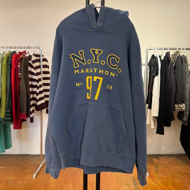 NYC 워싱 빈티지 후드 / 남성 XL 