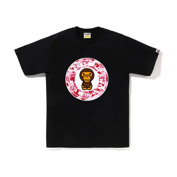 [M] 베이프 ABC 핑크 카모 베이비마일로 비지워크 써클로고 반팔티