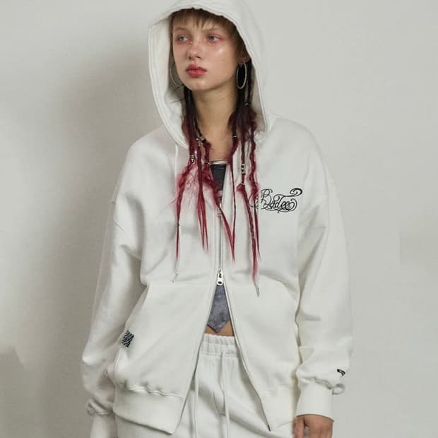 배디 후드집업 화이트 s사이즈