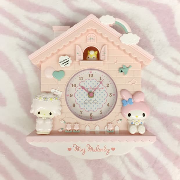 마이멜로디 피아노 연핑크 벽시계 히메갸루 방꾸템 산리오