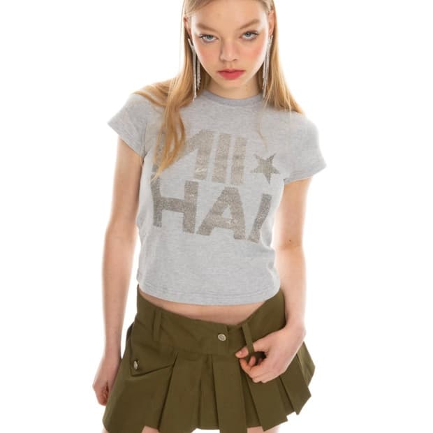 NIIHAI RHINESTONE TEE IN GREY