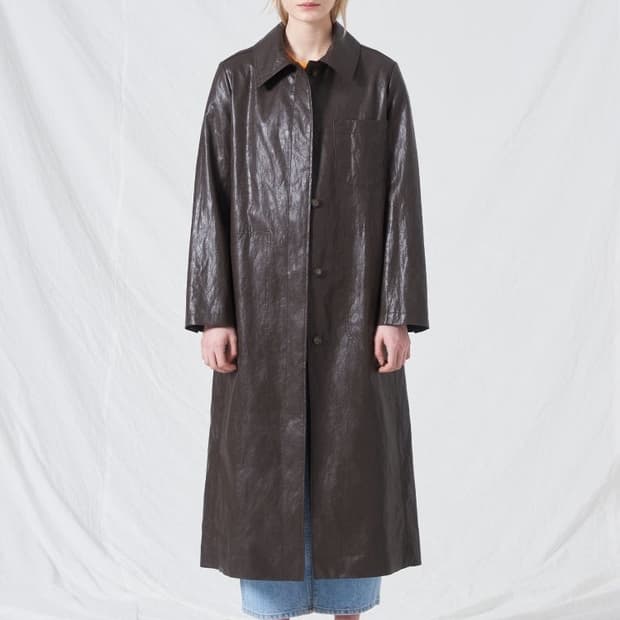 Women Vegan Leather Trench Coat