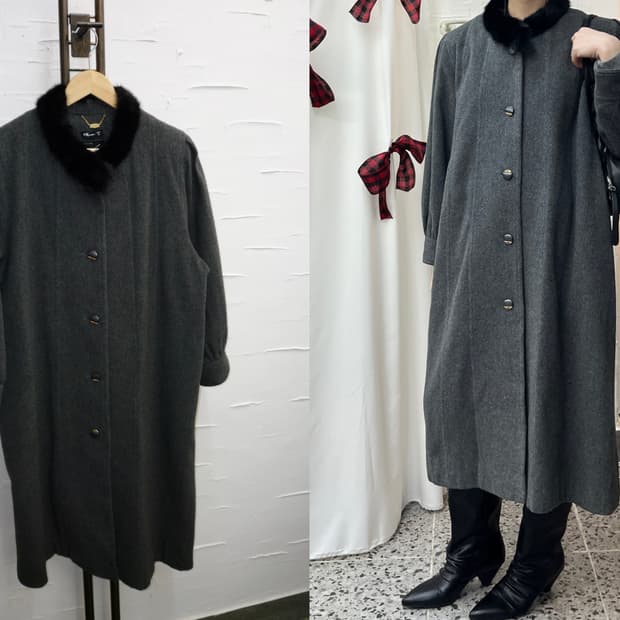 charcoal fur collar coat