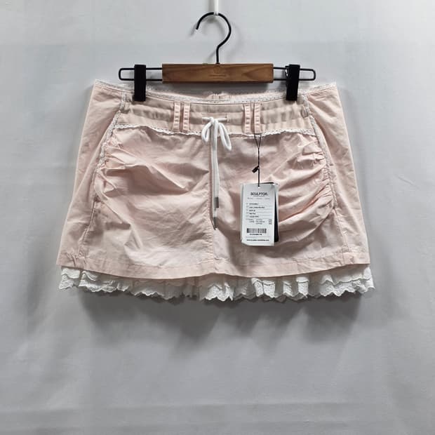 1153 스컬프터 정품 연핑크 레이스 미니스커트 M 새상품