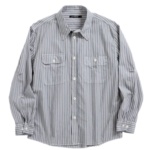 해칭룸 2Pk 셔츠 롱 도비 스트라이프 다이드 그레이