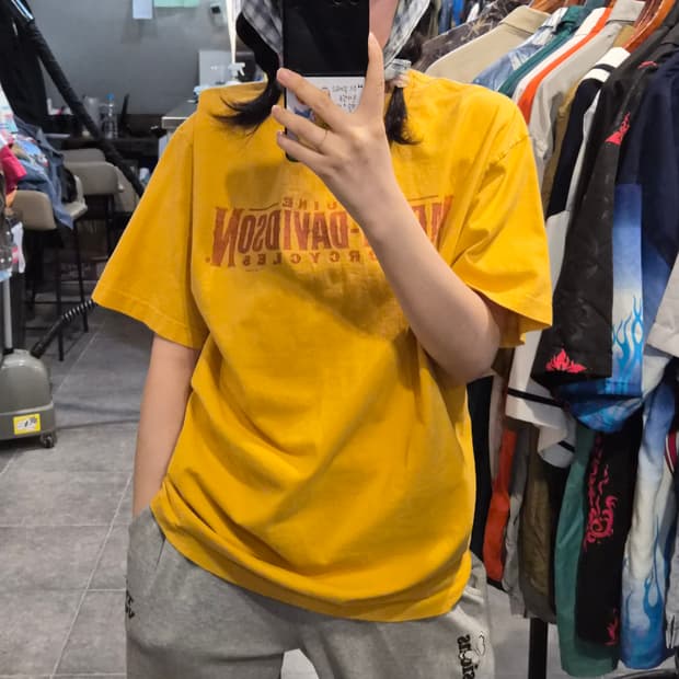 [NO.9] 할리 데이비슨 레터링 반팔 티셔츠 옐로우