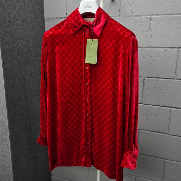 새상품 / 구찌 GG 자카드 실크 셔츠 38