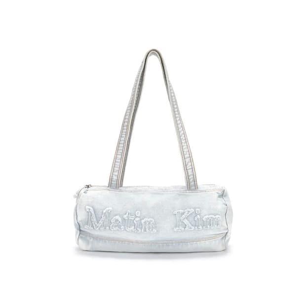 LOGO WASHED DENIM DUFFEL BAG IN SKY