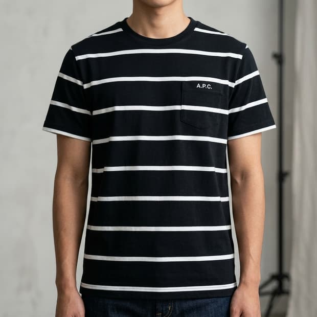 아페쎄 A.P.C. 남성 스트라이프 긴팔 티셔츠 블랙 XL