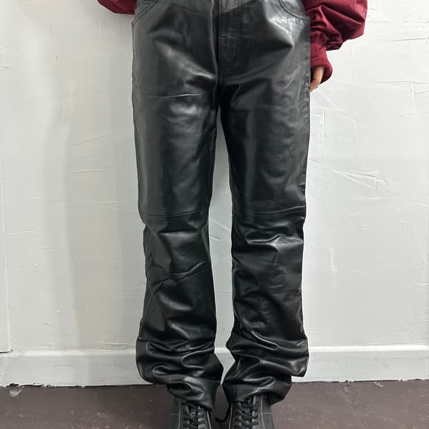 gap real leather bootscut pants