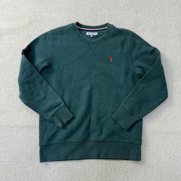 [L] US폴로에센 그린 기모 맨투맨 0112T1