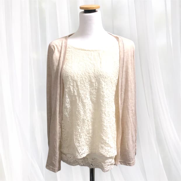 모리걸 로걀 펀칭 가디건 탑