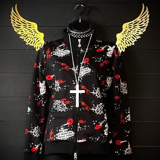 JPN 펑크 키스마크 입술 패턴 집업