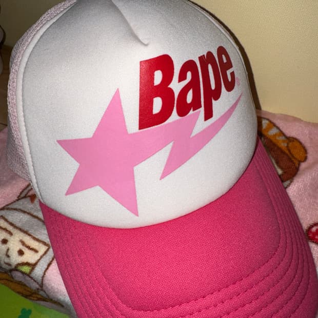 베이프 스타 메쉬 캡 모자 핑크