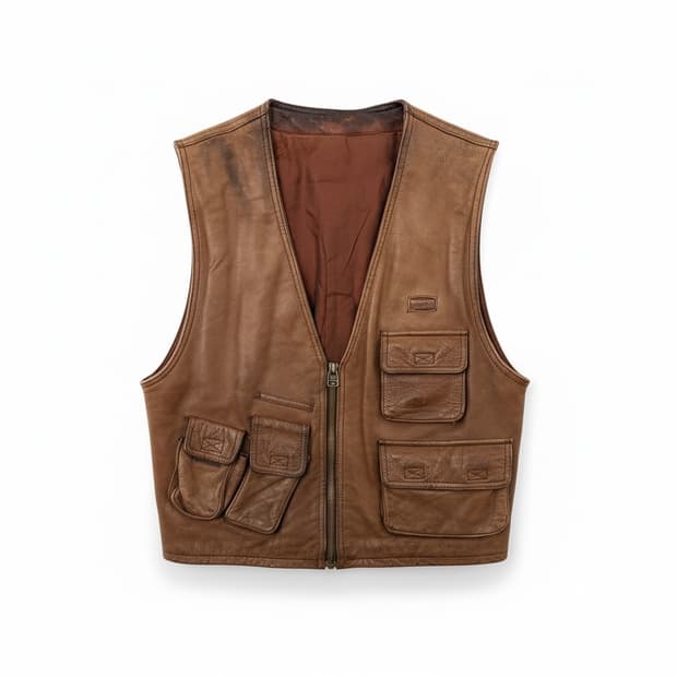 빈티지 리얼레더 헌팅 베스트 XL