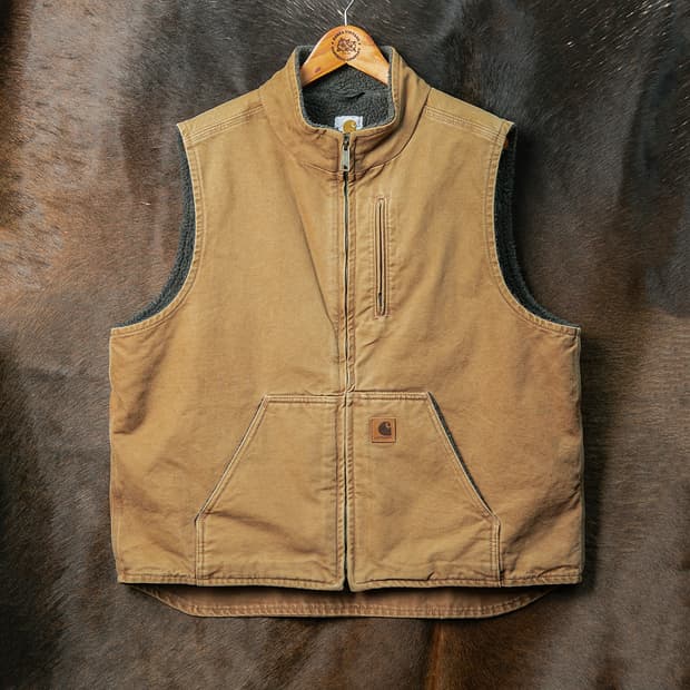 [XL] 칼하트 V33 샌드스톤 쉐르파 라이닝 모크넥 베스트 브라운 