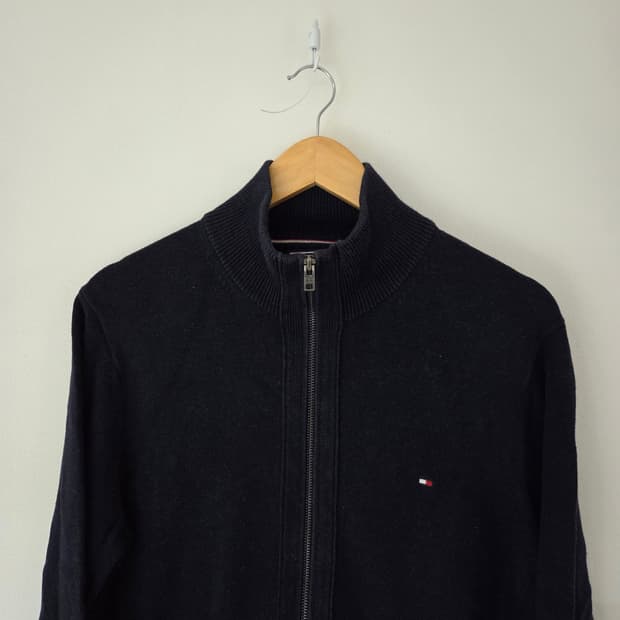 타미힐피거 코튼린넨 네이비 집업니트(100사이즈)