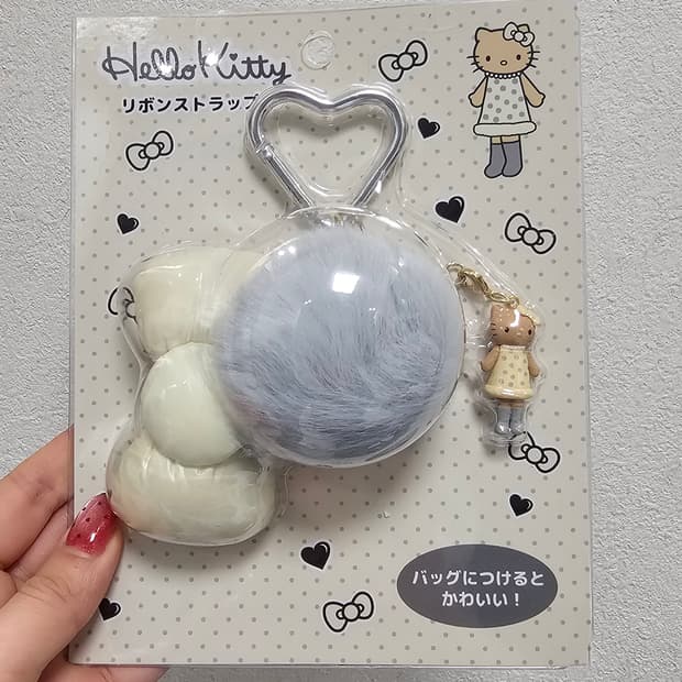 일본정품 롱다리 헬로키티 리본 키링 태닝 회색