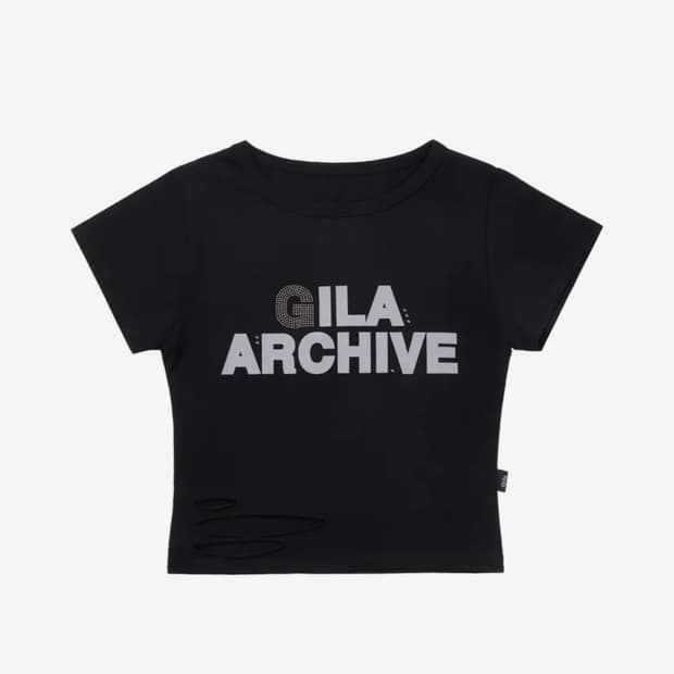 길라아카이브 SCRATCHED BOLD LOGO CROP T-SHIRTS