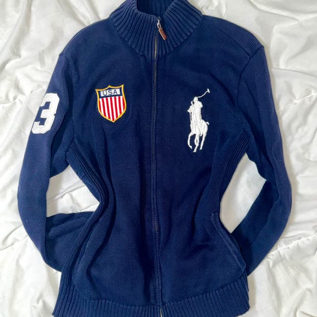 폴로 빅포니 니트집업 성조기💙