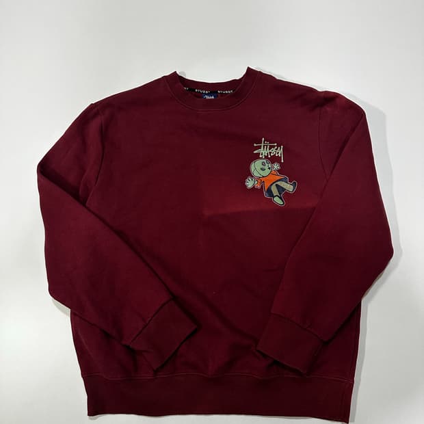 스투시 캐릭터 맨투맨 버건디