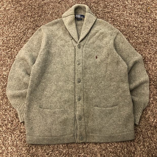 폴로 랄프로렌 램스울 90s 두산 숄카라 가디건