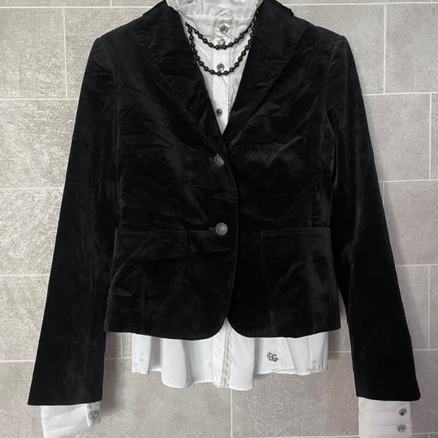 블랙 스웨이드 버튼 자켓