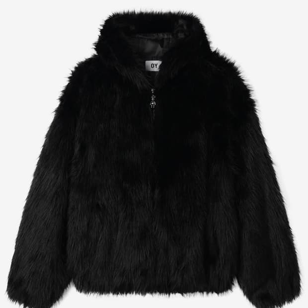 오와이 퍼 후드 자켓 블랙