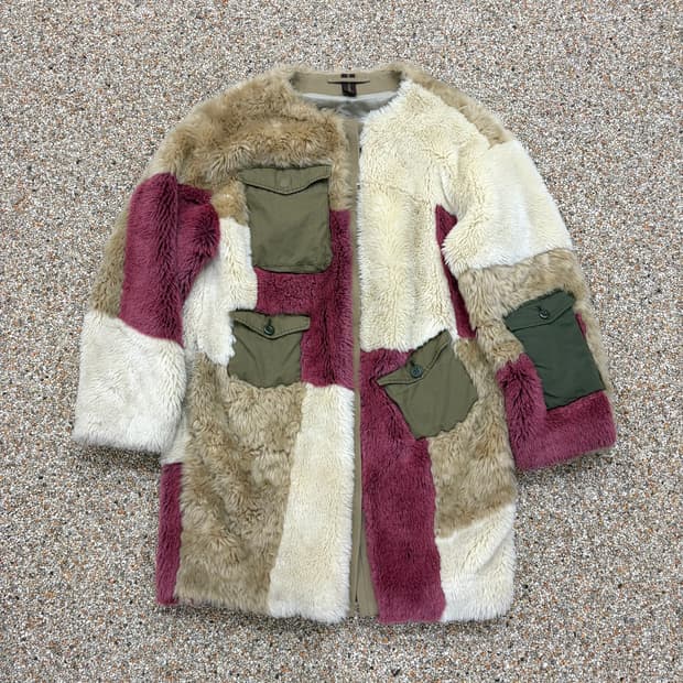 15FW 미하라 야스히로 패치워크 퍼 코트 자켓