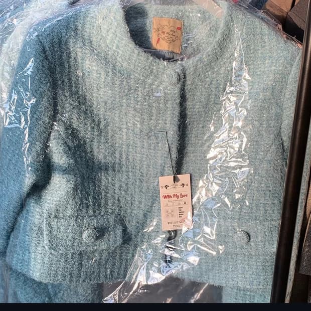 윗마럽 With My Love 하늘색 트위드 자켓